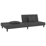 2-Seater Sofa Bed with Two Pillows Dark Grey Velvet - Top-Down View
