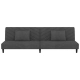 2-Seater Sofa Bed with Two Pillows Dark Grey Velvet