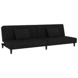 2-Seater Sofa Bed with Two Pillows Black Velvet - Front View