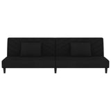 2-Seater Sofa Bed with Two Pillows Black Velvet