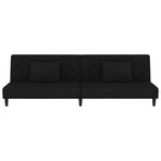 2-Seater Sofa Bed with Two Pillows Black Velvet