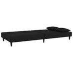2-Seater Sofa Bed with Two Pillows Black Velvet