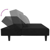 2-Seater Sofa Bed with Two Pillows Black Velvet - Close-Up Angle