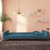 2-Seater Sofa Bed with Two Pillows Blue Velvet - Side View