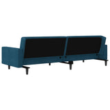 2-Seater Sofa Bed with Two Pillows Blue Velvet - Low Angle