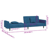 2-Seater Sofa Bed with Two Pillows Blue Velvet - Extra Image