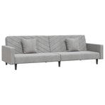 2-Seater Sofa Bed with Two Pillows Light Grey Velvet