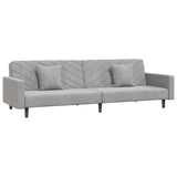 2-Seater Sofa Bed with Two Pillows Light Grey Velvet - Front View