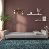 2-Seater Sofa Bed with Two Pillows Light Grey Velvet - Side View