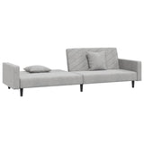 2-Seater Sofa Bed with Two Pillows Light Grey Velvet - Top-Down View