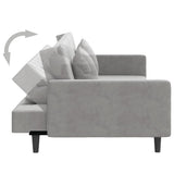 2-Seater Sofa Bed with Two Pillows Light Grey Velvet