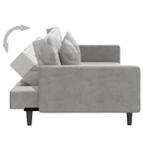 2-Seater Sofa Bed with Two Pillows Light Grey Velvet - Close-Up Angle