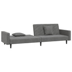 2-Seater Sofa Bed with Two Pillows Dark Grey Velvet
