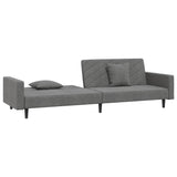 2-Seater Sofa Bed with Two Pillows Dark Grey Velvet - Top-Down View