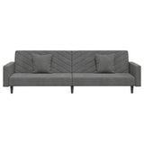 2-Seater Sofa Bed with Two Pillows Dark Grey Velvet