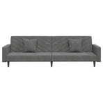 2-Seater Sofa Bed with Two Pillows Dark Grey Velvet
