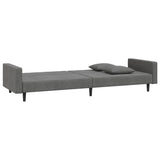 2-Seater Sofa Bed with Two Pillows Dark Grey Velvet - Rear View
