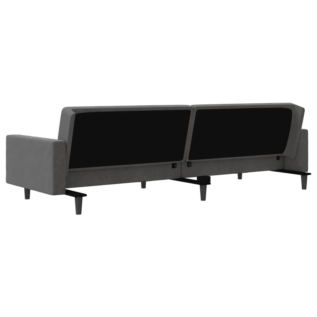 2-Seater Sofa Bed with Two Pillows Dark Grey Velvet