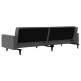 2-Seater Sofa Bed with Two Pillows Dark Grey Velvet - Low Angle
