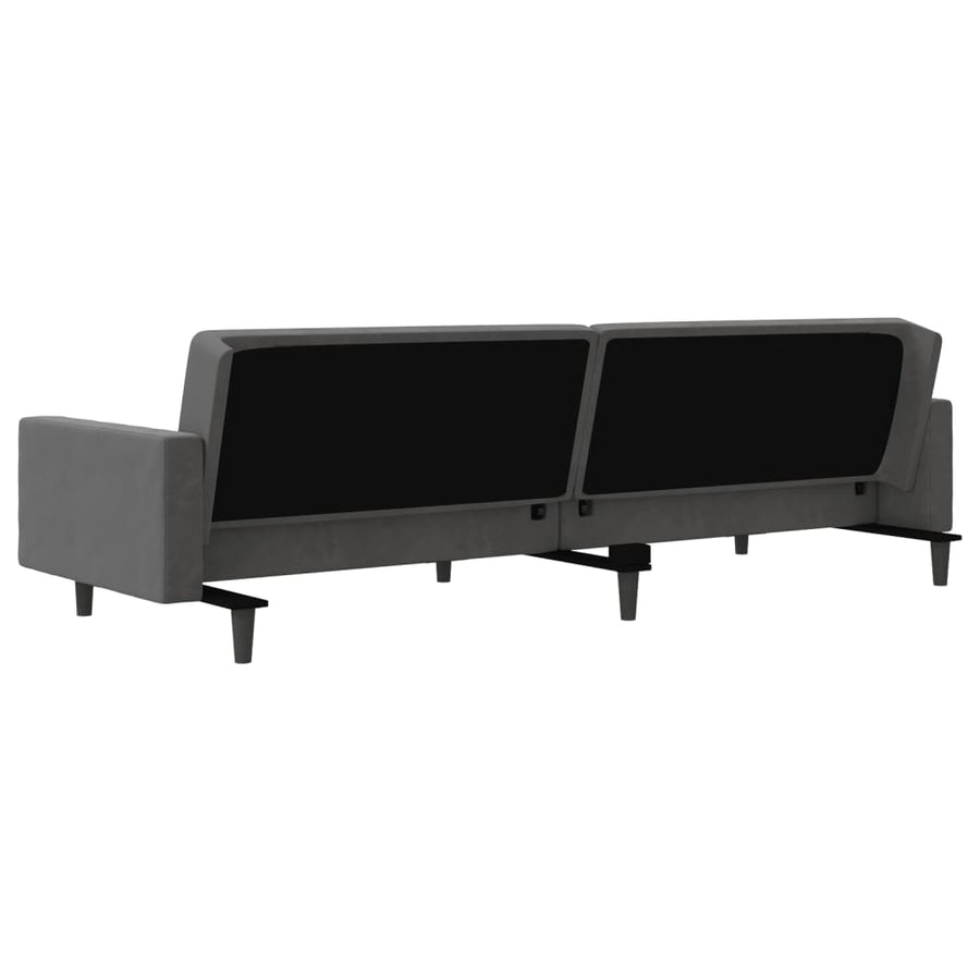 2-Seater Sofa Bed with Two Pillows Dark Grey Velvet