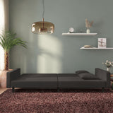2-Seater Sofa Bed with Two Pillows Black Velvet
