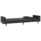 2-Seater Sofa Bed with Two Pillows Black Velvet - Rear View