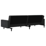 2-Seater Sofa Bed with Two Pillows Black Velvet - Low Angle