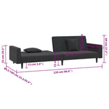 2-Seater Sofa Bed with Two Pillows Black Velvet - Extra Image