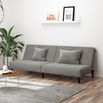 2-Seater Sofa Bed Light Grey Velvet