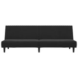 2-Seater Sofa Bed Black Velvet - 45-Degree Angle