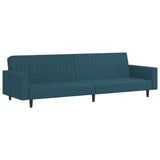 2-Seater Sofa Bed Blue Velvet - Front View