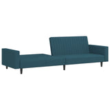 2-Seater Sofa Bed Blue Velvet - Top-Down View