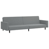 2-Seater Sofa Bed Light Grey Velvet - Front View