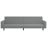 2-Seater Sofa Bed Light Grey Velvet - 45-Degree Angle