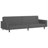 2-Seater Sofa Bed Dark Grey Velvet - Front View