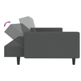 2-Seater Sofa Bed Dark Grey Velvet - Close-Up Angle