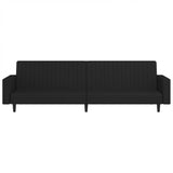 2-Seater Sofa Bed Black Velvet - 45-Degree Angle