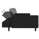 2-Seater Sofa Bed Black Velvet - Close-Up Angle
