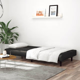 2-Seater Sofa Bed Black Faux Leather - Side View