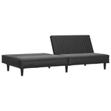 2-Seater Sofa Bed Black Faux Leather - Top-Down View