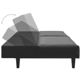 2-Seater Sofa Bed Black Faux Leather - Close-Up Angle