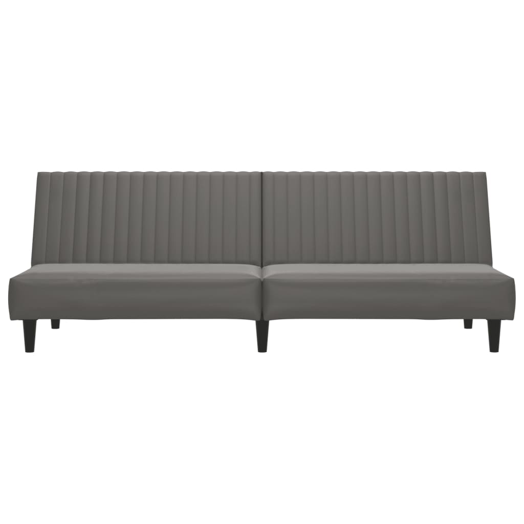2-Seater Sofa Bed Grey Faux Leather