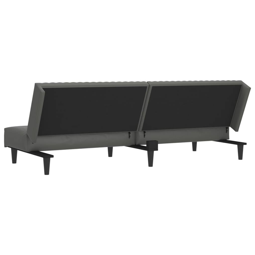 2-Seater Sofa Bed Grey Faux Leather