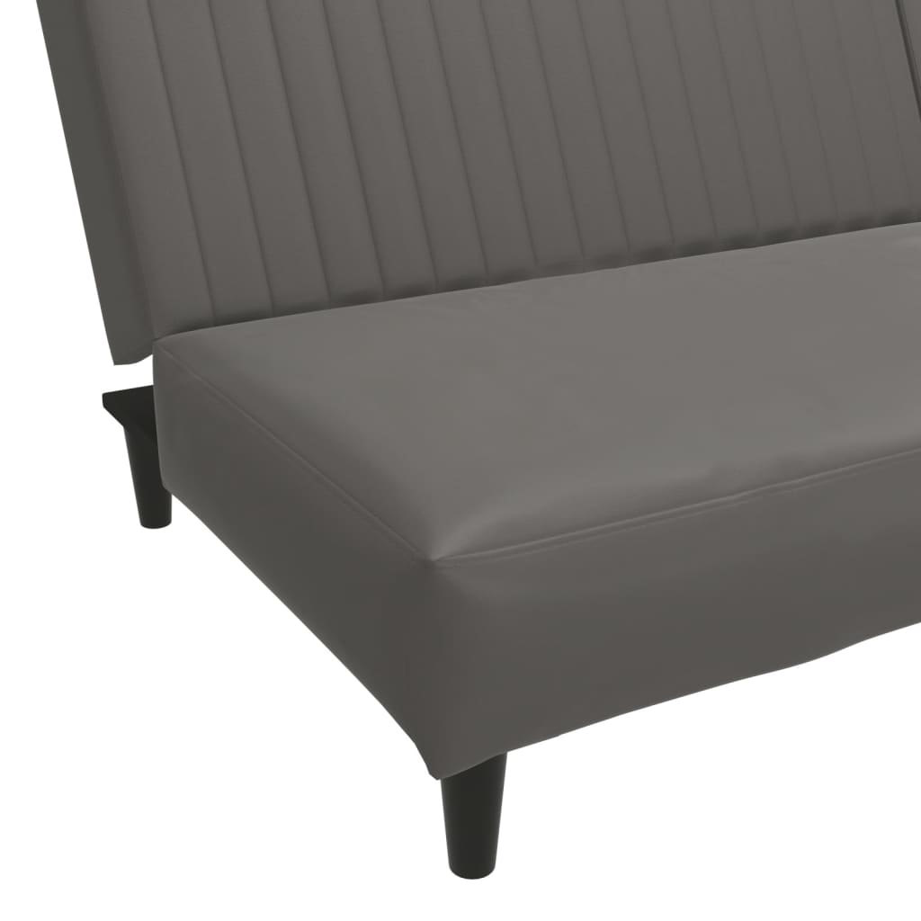 2-Seater Sofa Bed Grey Faux Leather