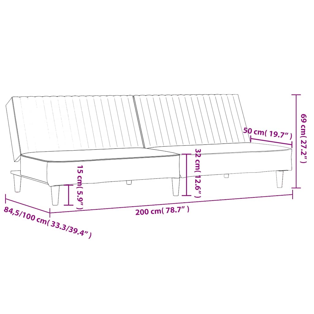 2-Seater Sofa Bed Grey Faux Leather