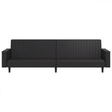 2-Seater Sofa Bed Black Faux Leather - 45-Degree Angle