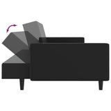 2-Seater Sofa Bed Black Faux Leather - Close-Up Angle