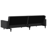 2-Seater Sofa Bed Black Faux Leather - Low Angle
