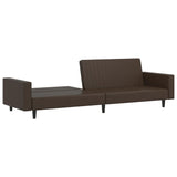 2-Seater Sofa Bed Brown Faux Leather - Front View