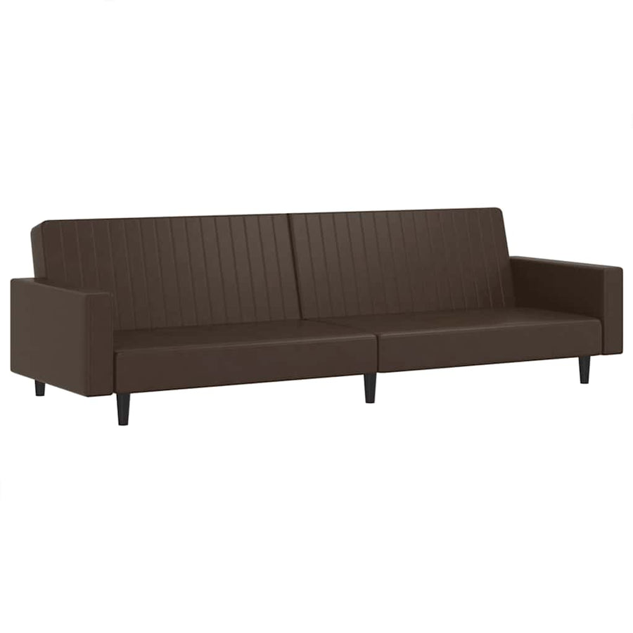 2-Seater Sofa Bed Brown Faux Leather